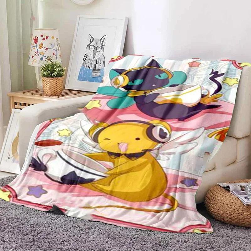 3D Print Anime Card Captor Sakura Soft Plush Blanket, Flannel Blanket Throw Blanket for Living Room Bedroom Bed Sofa Cover