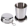 250ml Collapsible Travel Cup With Keychain 2pcs Stainless Steel Folding Camping Cup Portable Drinking Mug Travel Reusable Cups