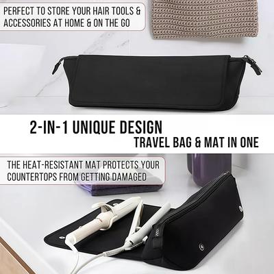 2-in-1 Hair Tools Travel Bag For Flat Irons, Straighteners, Curling Iron, And Haircare Accessories, With Interior Pockets