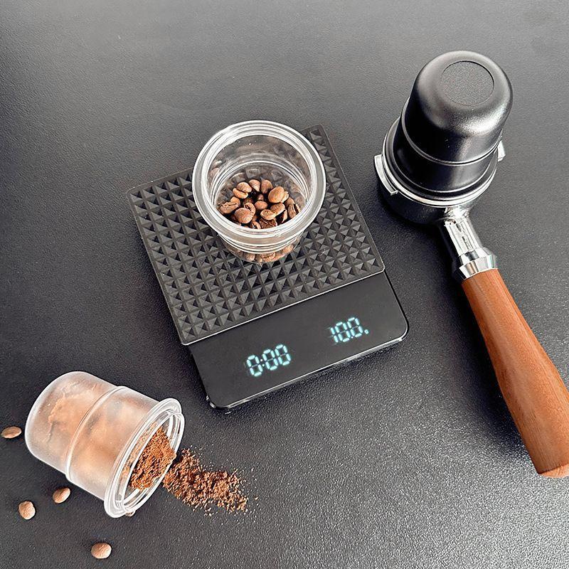 58Mm Coffee Portafilter Dosing Cup Black Clear Espresso Sniffing Mug Coffee Dosing Cup Anti-Flying Powder Coffee Machine Tools