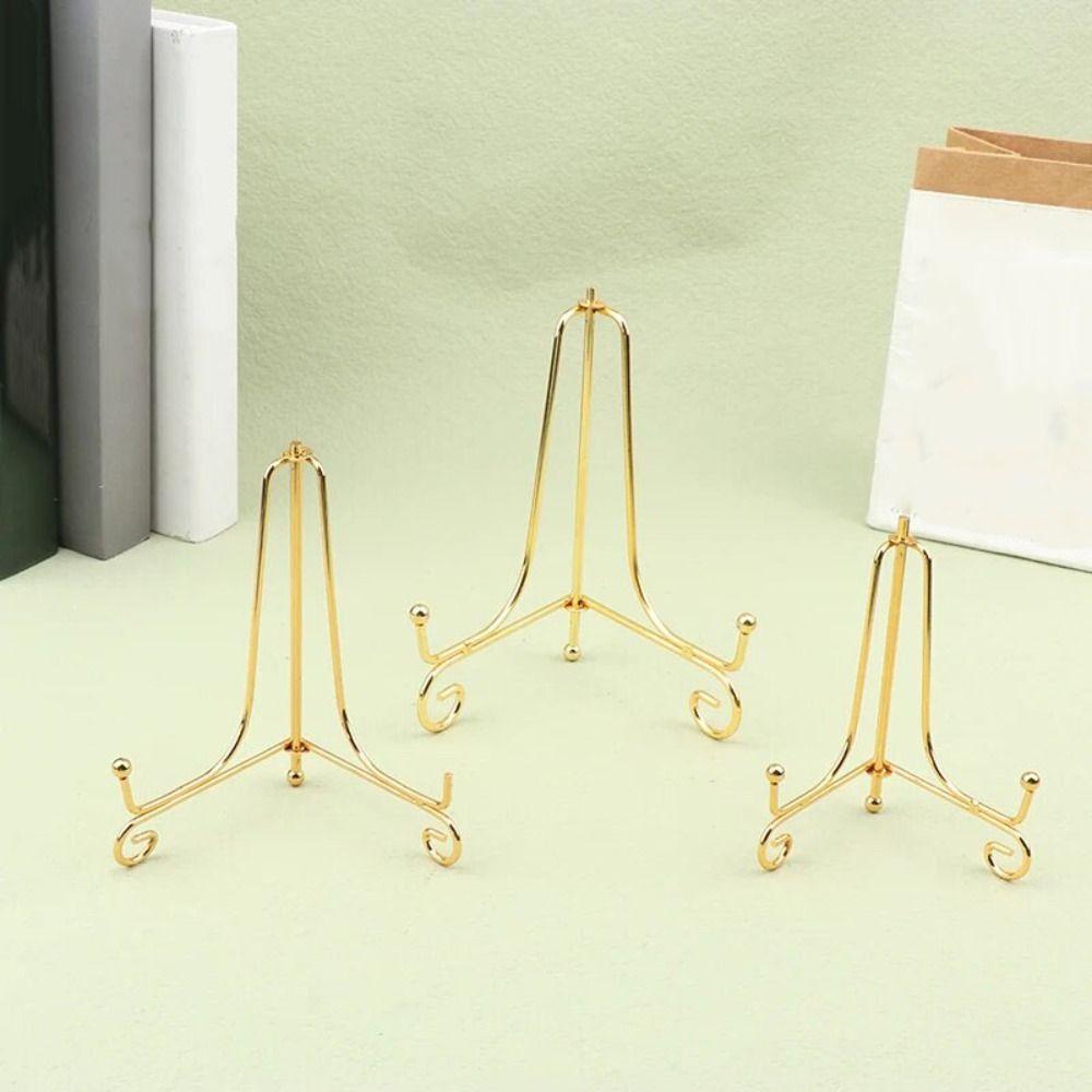 Simple Gold Iron Display Stand Small Bowl Dish Frame Practical Craft Bracket  Cookbooks