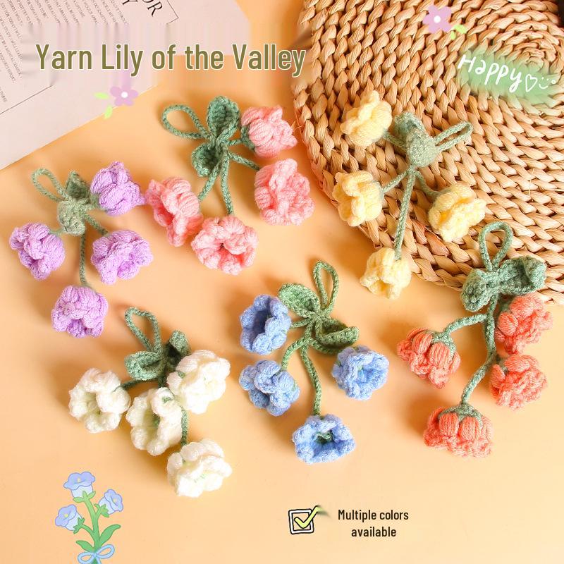 Lily of the Valley Woolen Bag Charm with Preserved Flowers – Girlish Heart Keychain Gift