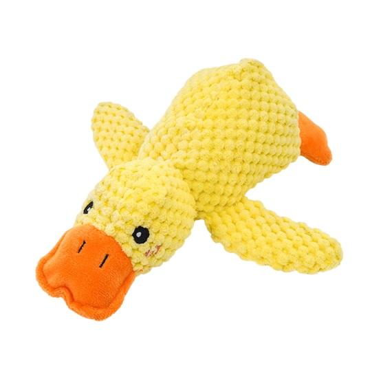 Calming Duck Dog Toy Quack-Quack Duck Pet Toy Plush Squeaky Duck Toy Interactive Yellow Duck Puppy Tugging Chewing Toy S