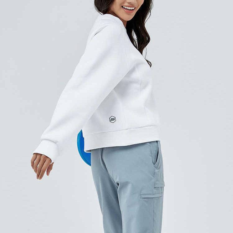Skechers Comfort Sports Series Crew Neck Pullover Long Sleeve Sweatshirt Women Sweatshirt Bright-White P324W033-0019