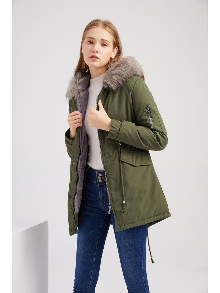 Cappotto Parker con Collo Cappuccio Cotone Cappotto con Cerniera Lunghezza Media Inverno Caldo e Soffice Cappotto con Giacca di Cotone
