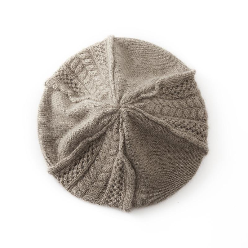 Women s 100% Pure Cashmere Cable Knit Beret - Warm Autumn/Winter Hat One Size