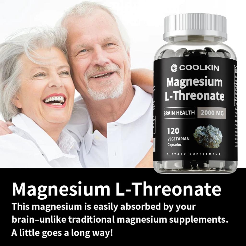 Coolkin - 2000mg L-Threonate Magnesium Vegetarian Capsules - Brain and Nervous System Health