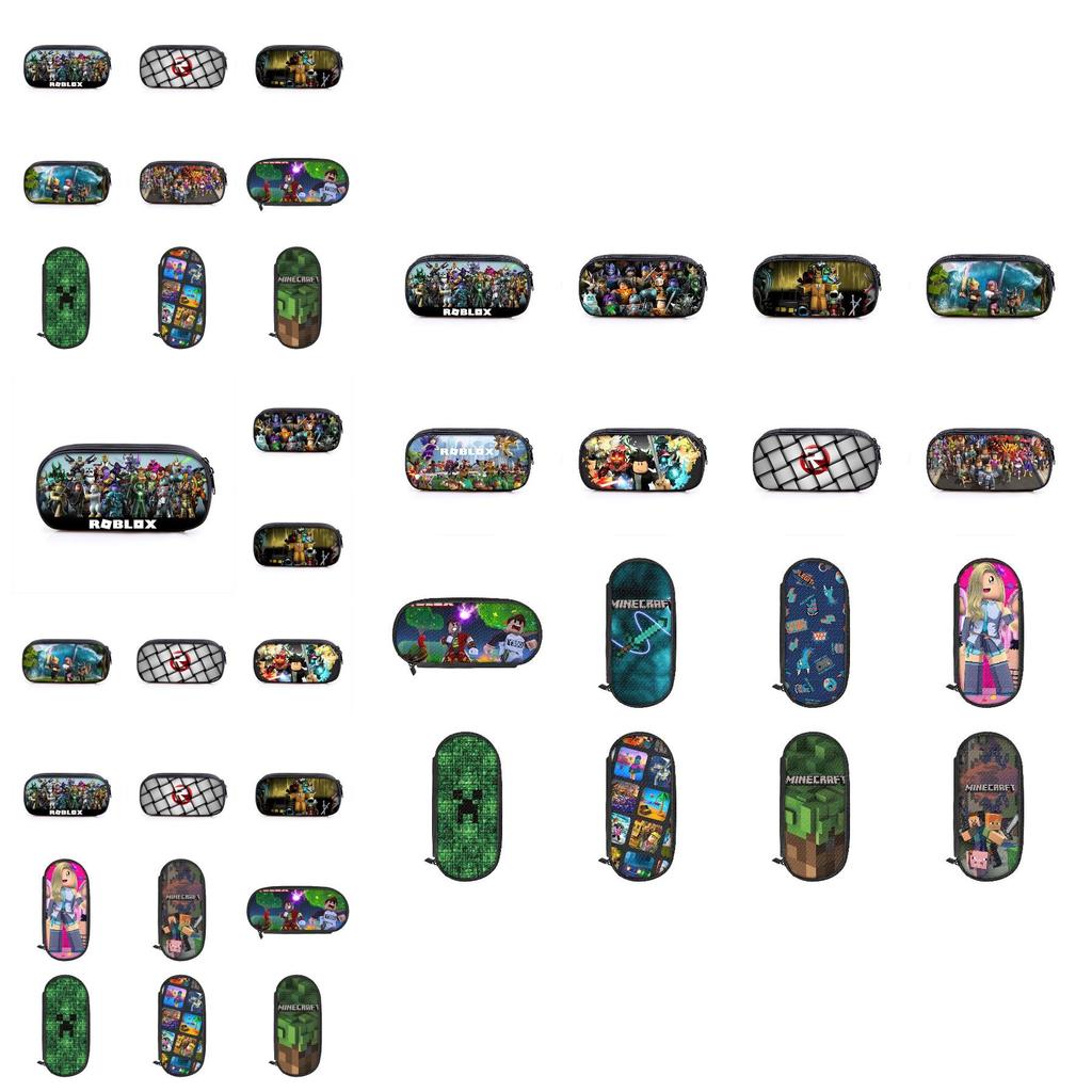 Vibrant Roblox Single Layer Pencil Case Durable Polyester Rectangular Kids Stationery Bag