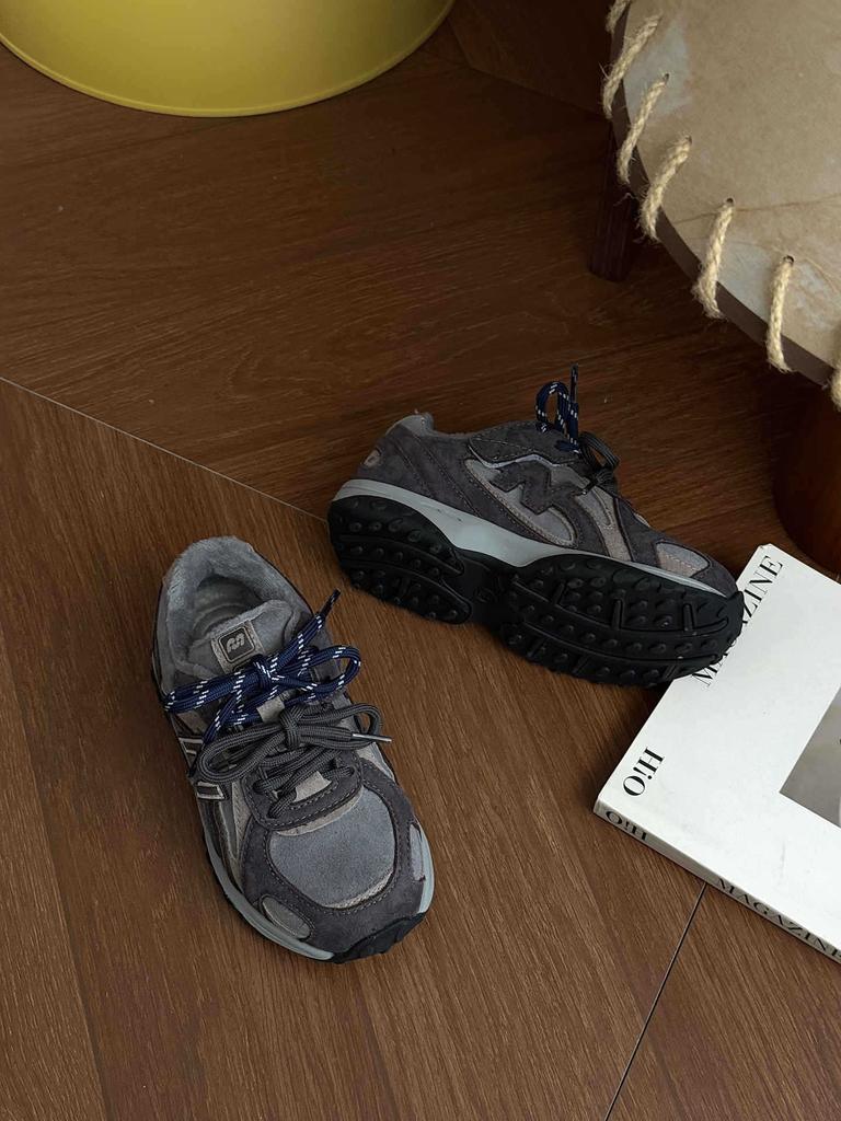 XSHX President Jogging Shoes | Boys and Girls Autumn and Winter Retro Yuanying Same Comfortable Rubber Sole Velcro Fleece