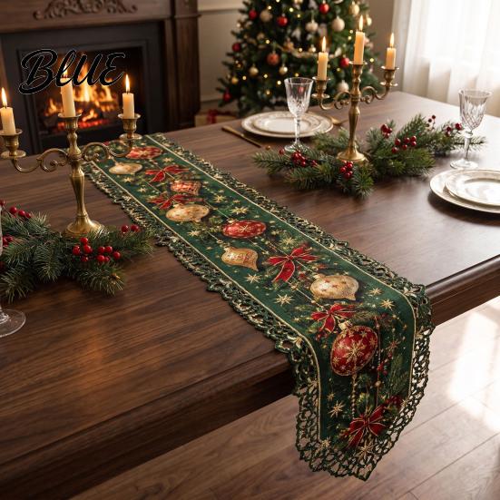 Weihnachts-Esstisch Saisonale Geschenke Rand Vintage mit Hohl-Accessoire Läufer Feiertagsläufer für die Familie