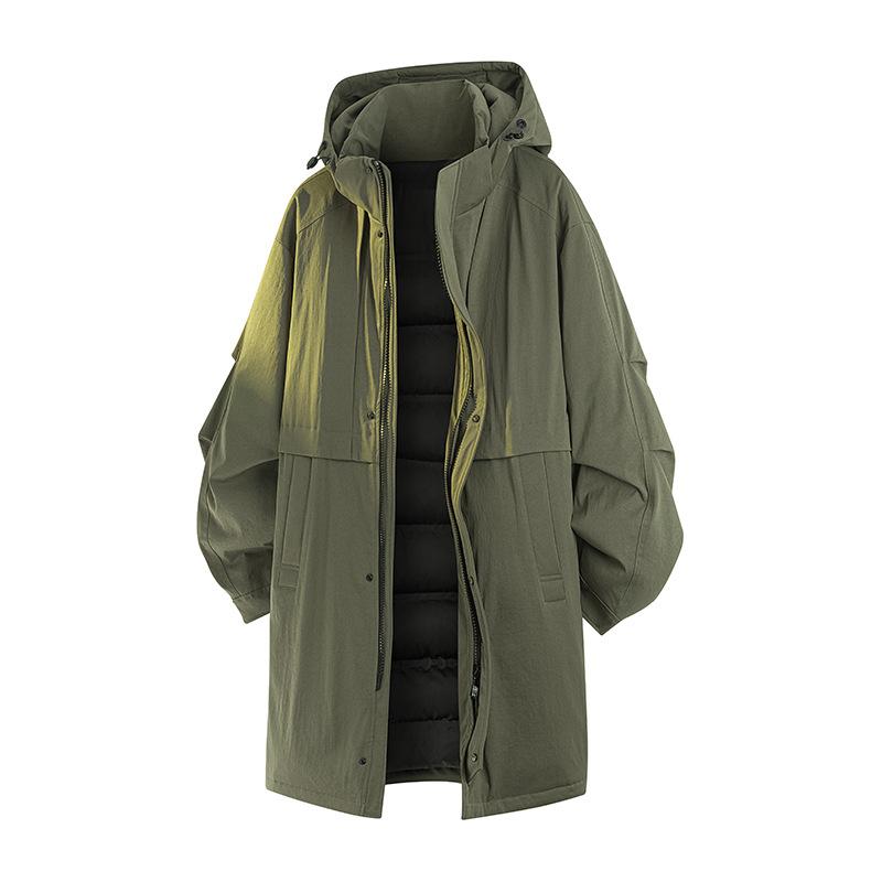 

Мужское зимнее фланелевое пальто средней длины с капюшоном большого размера, модная повседневная фланелевая куртка оверсайз для мужчин 8XL зелёный