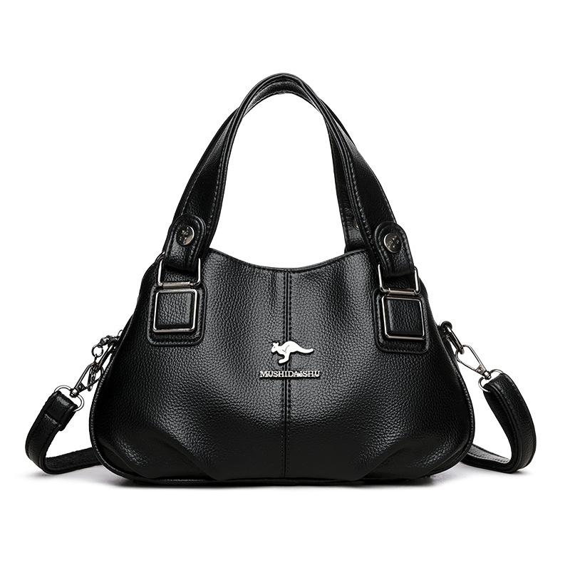 

Сумка для матери, женская сумка среднего возраста, мягкая кожаная сумка через плечо чёрный