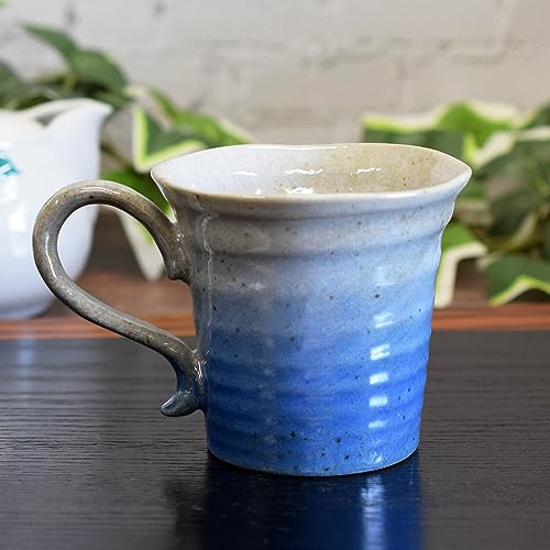 Waza no Kura Stilfull Mugg i Kutani-porslin, Glaserad Blå, Lyxmärke, Tillverkad i Japan, Födelsedagspresent