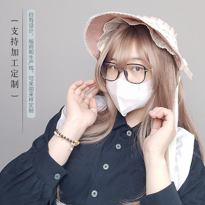 Handmade Japanese Lolita Bonnet Hat With Lace Trim Bow Hair Accessory Cosplay Anime Convention