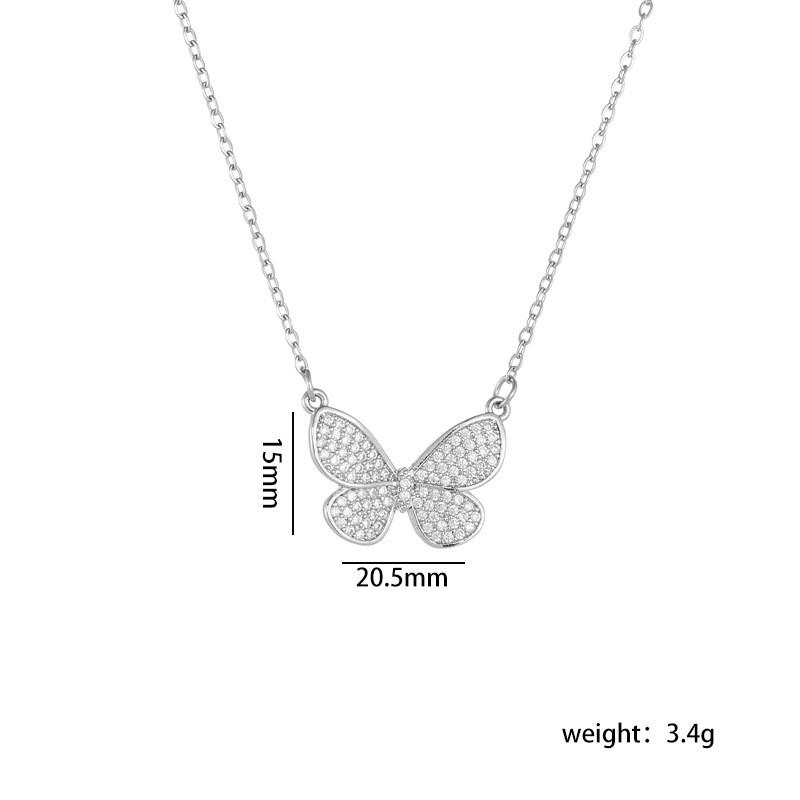 High Grade Butterfly Zircon Tassel Pendant Necklace Stainless Steel Fashion Geometric Choker Jewelry Party Gifts For Women Girls
