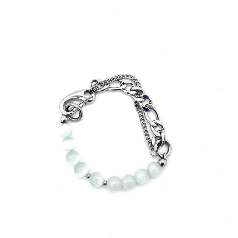 Cat Eye Stone Titanium Steel Bracelet For Women Men Handmade Geometric Fashion Accessory
