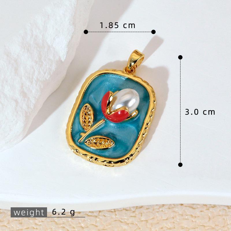 Multi Style Flower Charms For Jewelry Making Brass Gold-Plated Oil Drop Pendant Diy Jewelry Material