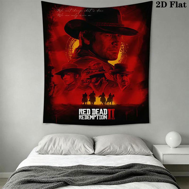 Red Dead Redemption Wall Hanging Printed Fabric Blanket Decorative Tapestries for Bedroom Living Room Home Decor