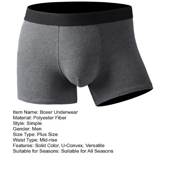 Men Boxer Underwear Mid-rise Elastic Waistband U-Convex Panties Patchwork Color Plush Thickened Quick-Heating Warm Underwear