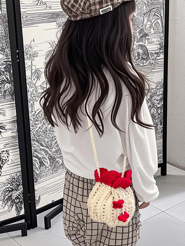 “2025 Women's Wool Knit Mini Bucket Bag - Autumn/Winter Crossbody Shoulder Bag”