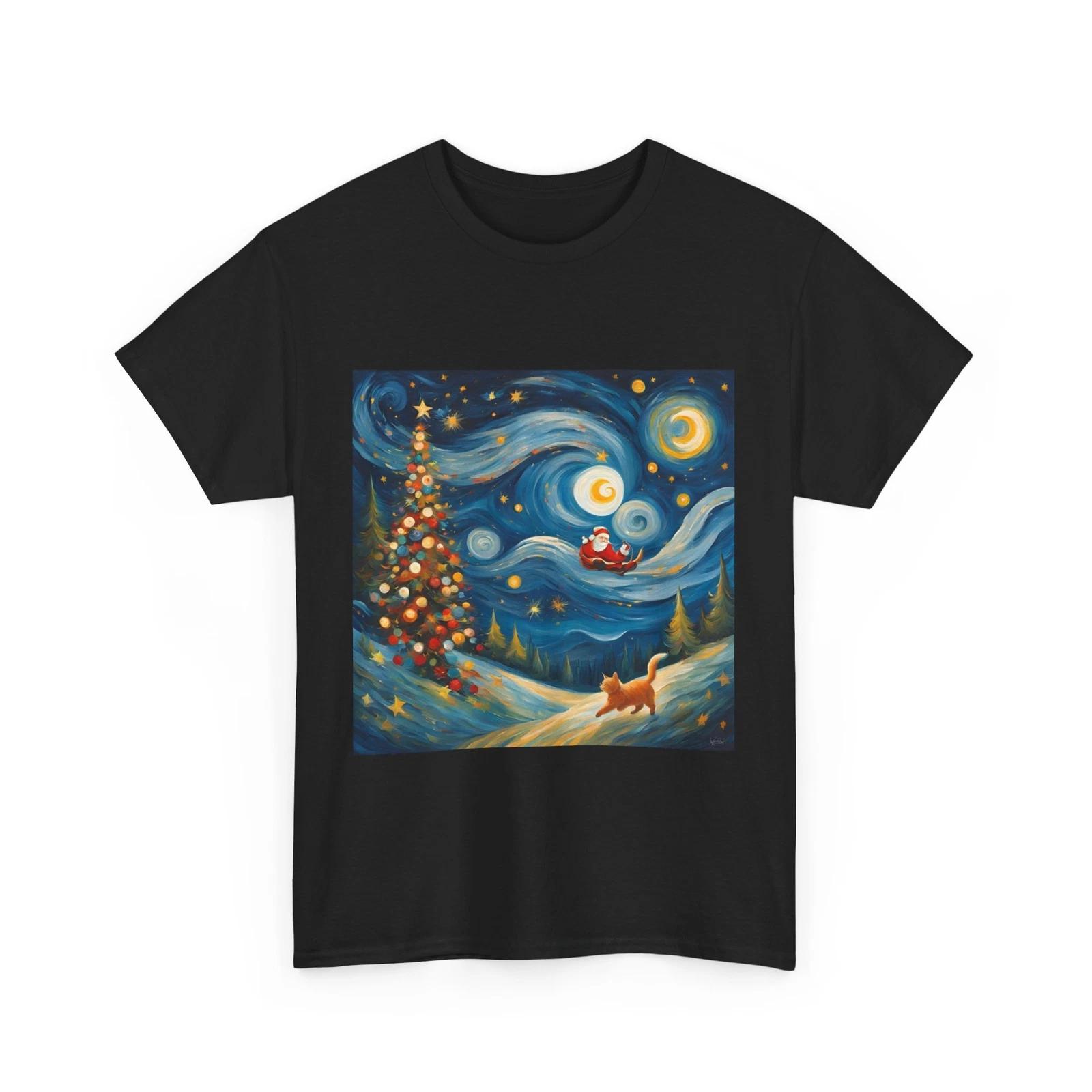 Van Gogh Cat Shirt | Van Gogh Christmas Cat Shirt | Starry Night Cat Shirt | O 2XL
