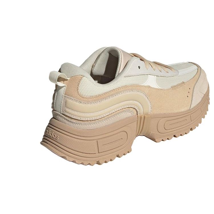 adidas Neo Fantasy Flow Fabric Cow Split Leather Casual Comfortable Non-Slip Wear-Resistant Low-Top Lifestyle Shoes Women Sneaker White Brown IG4204