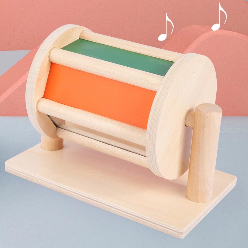 Montessori Infant Wooden Toys Toddler Color Rolling Drum Toy Kids Educational Sensory Toys Baby Birthday Gifts Aged 0-3 Years