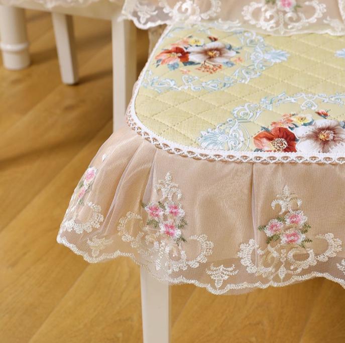 Luxury Chair Seats Covers Embroidered Table Cloths Modern Simple Rectangular Lace Table Cloth Dining Chair Covers Home Anti-dirty Cushion