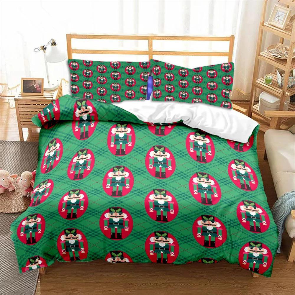 Nutcracker Duvet Set Three-Piece Cartoon Royal Guard Bedding Set Quilt Cover