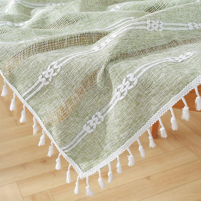 Tassel Hollow Tablecloth Striped Simple Dining Table Cloth Coffee Table Cloth Tablecloth Rectangular Living Room Household Cover Towel