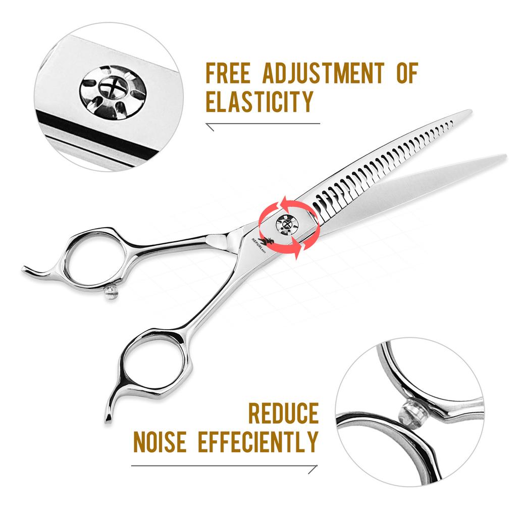 7.0-Inch Curved Tooth Scissors, Curved Fish Bone Magic Tooth Scissors, Curved Scissors, Pet Trimming Scissors, Thin Scissors, Professional-grade Pet