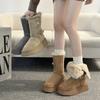 Simple design thick-soled snow boots heightening short boots women's autumn and winter retro versatile niche sweet sister cotton boots