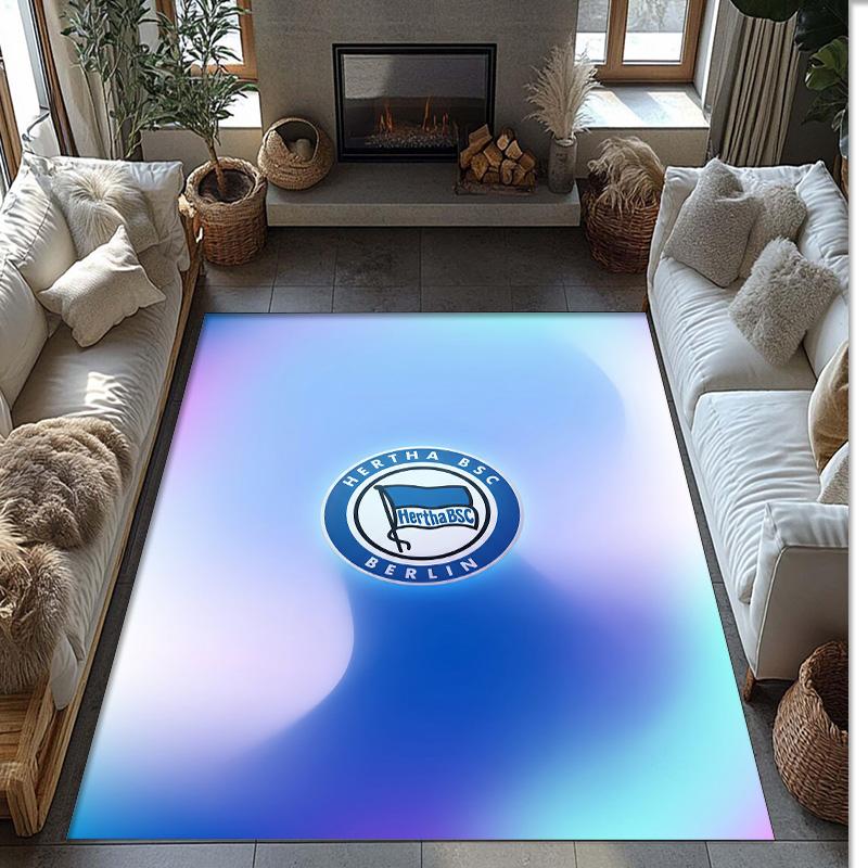 Hertha Bsc FC Soccer Football Pattern Soft Area Rug Non Slip Indoor Floor Carpet Sports Decor Mat for Bedroom