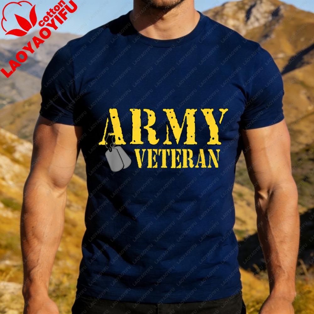 Vintage Military Pride Print Unisex Tshirt Proud Army Veteran Soft Cotton Crew Short Sleeve Casual For Patriotic Holiday Tops