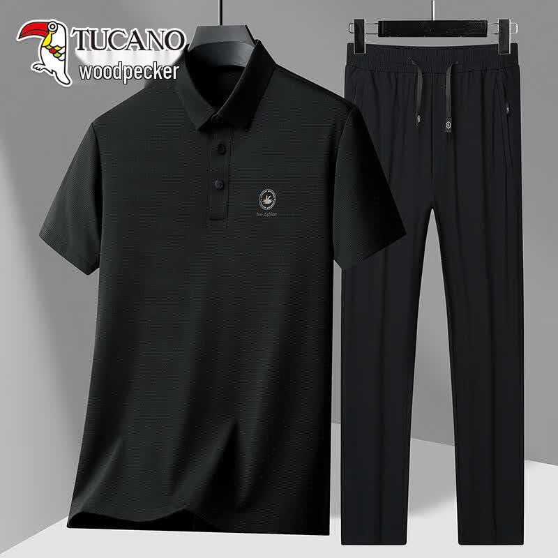 TUCANO Men s Ice Silk Polo Shirt & Long Pants Two-Piece Set XL