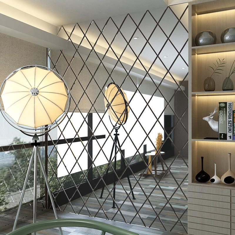 Acrylic Diamond Splicing Mirror Wall Stickers - Removable Decorative Background Wall