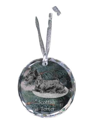 Terrier Escocés, Terrier de Aberdeen, Scottie - bola de cristal con una foto, foto de perro en cristal, adorno de Navidad personalizado de la marca