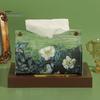 Space Saving Paper Holder PU Leather Tissue Box Cover with Wild Rose/Sunflower Pattern, Foldable Desktop Organizer, Napkin Case, Facial Organizer