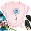 New Fashion Women Black T Shirt Friends Gift Flower Love Print Cute Tee Shirt Female Harajuku Tops Woman Short Sleeve T -Shirts