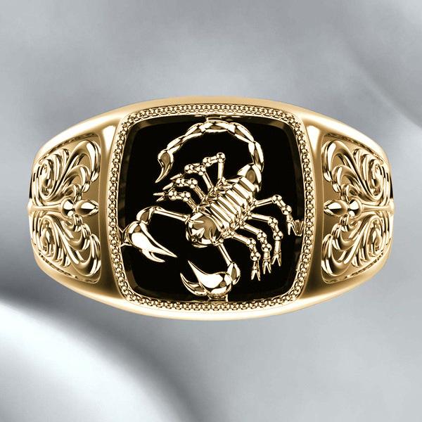 Luxury Best-selling Men's Ring, Pattern Personalized Electroplated Scorpion Ring, Epoxy Black Ring Hand Jewelry