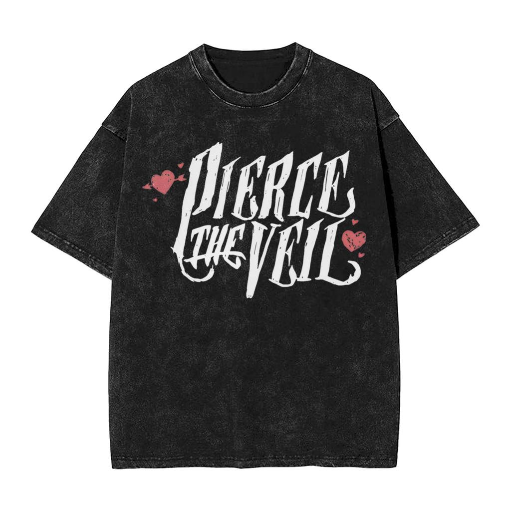 Pierce The Veils Rock Band Washed T Shirt Streetwear Hip Hop Novelty T-Shirt Tees for Men Women Short Sleeve High Street