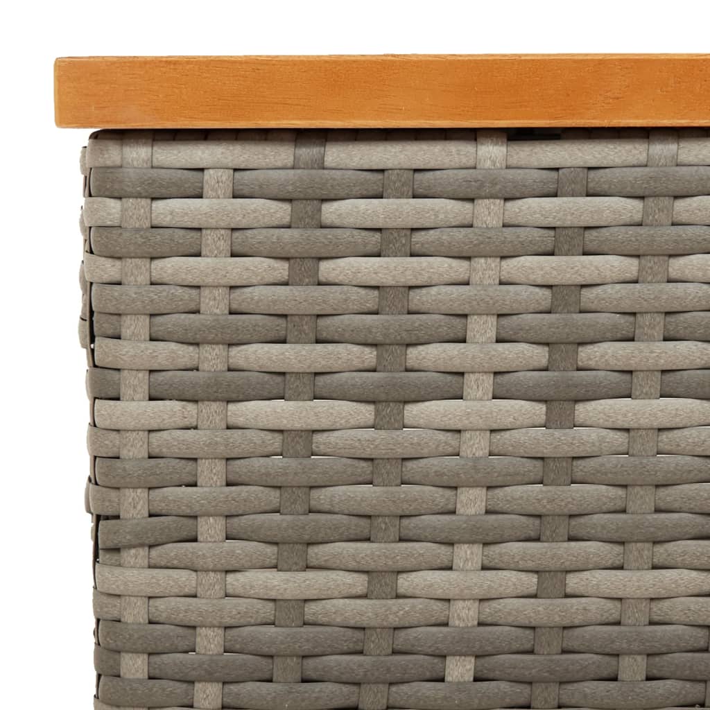 Vidaxl Stolik Ogrodowy, Szary, 70X70X25 Cm, Rattan I Drewno Akacjowe