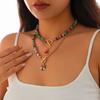 SHIXIN 3Pcs/Set New Christmas Tree Bell Pendant Necklace Women Fashion Colorful Soft Ceramic Beads Choker New Year Neck Jewelry