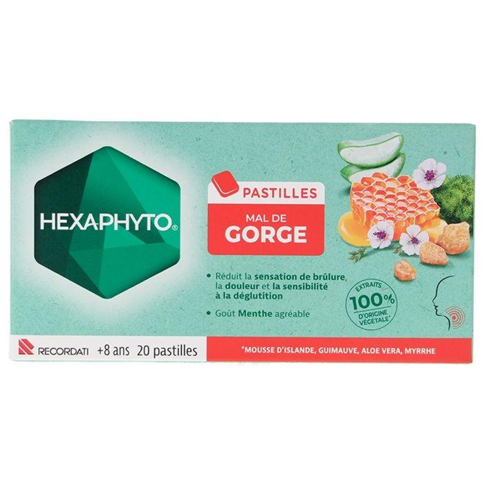 Hexaphyto Pastilles Mal de Gorge Goût Menthe 20 Unités