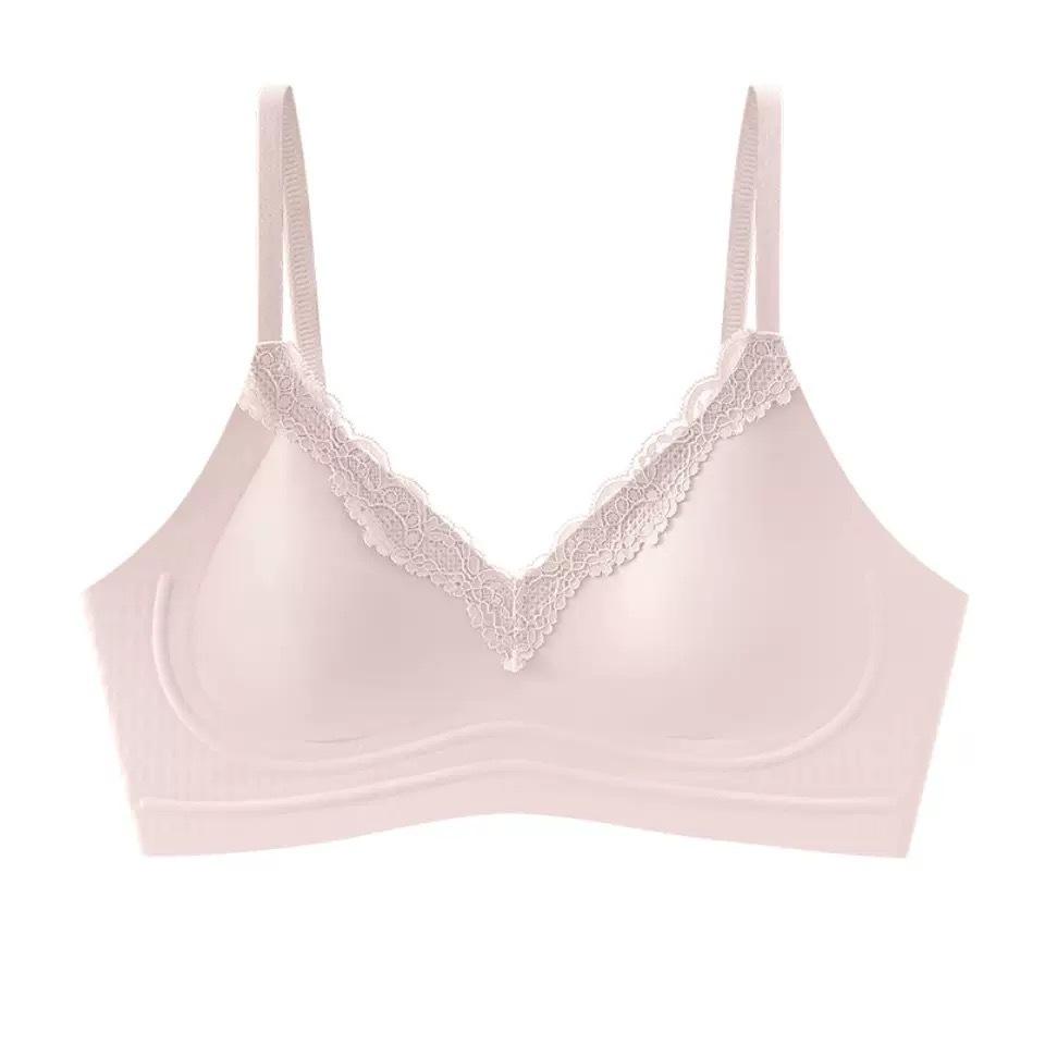 Big breasts show small underwear, summer women's thin upper support, secondary breasts, jelly soft rabbit ear cup, lace seamless bra cover