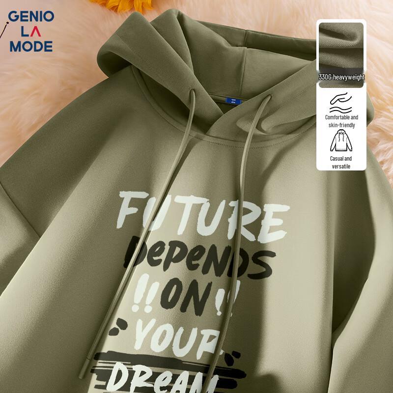 GENIOLAMODE Men's Letter Print Hooded Sweatshirt