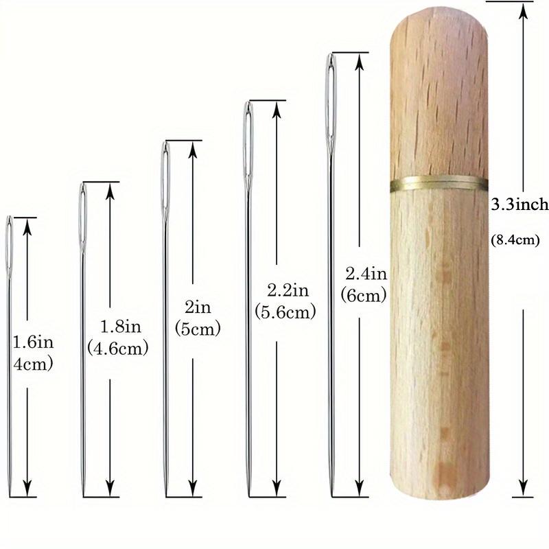 25 Pcs Stainless Steel Large Eye Hand Sewing Needles for Embroidery Yarn Knitting and Leather Repair with Storage Tube