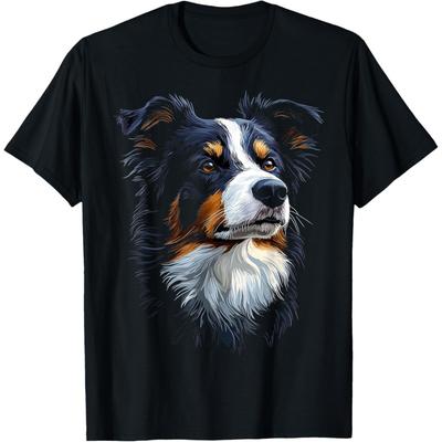 Motivo de Cão Border Collie Arte de Animal de Estimação Camiseta Border Collie para Homens Mulheres Crianças