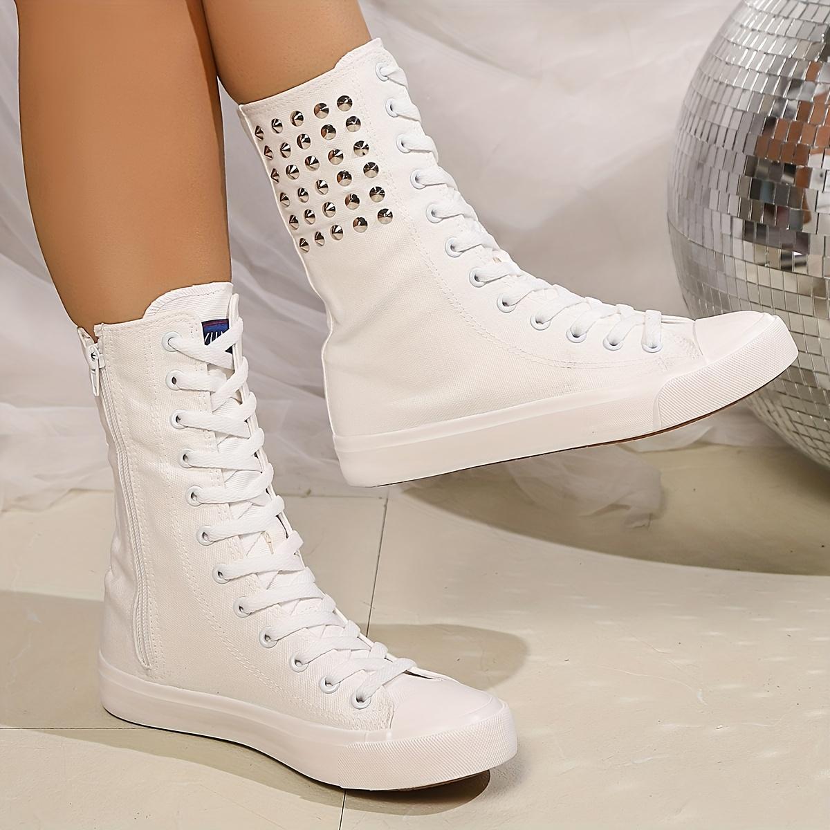 

Короткие женские туфли на шнуровке спереди и молнией сбоку, внутренняя высота, заклепки, парусиновые туфли, повседневная обувь, модный тренд 39