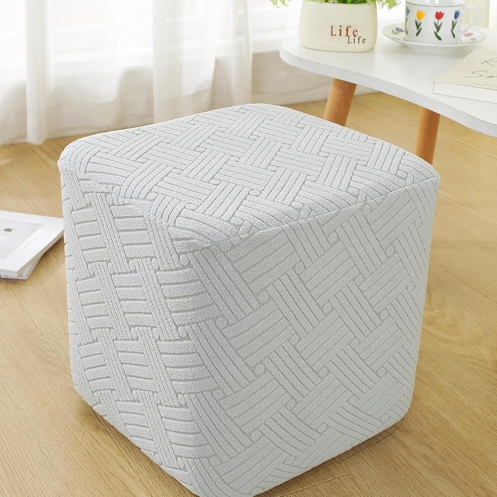 Elastic Jacquard Ottoman Cover Solid Color Footrest Slipcover New Footstool Case  Home Decor